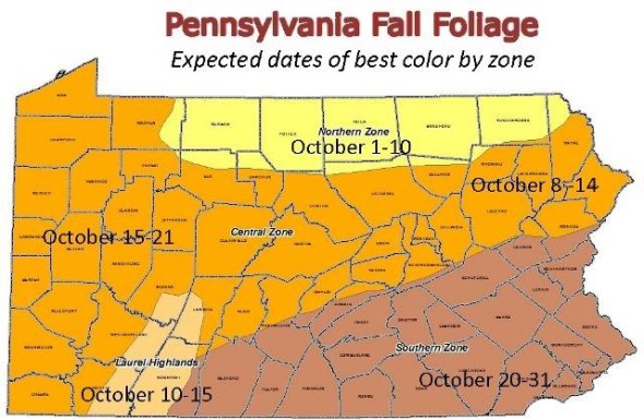 Pennsylvania Fall Foliage - Expected Dates For Best Color By Zone